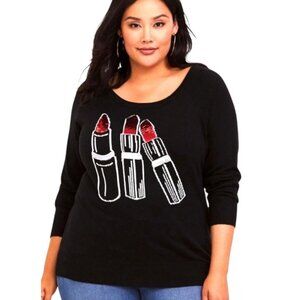 TORRID BLACK SEQUIN LIPSTICK SWEATER WOMENS TORRID SIZE 1